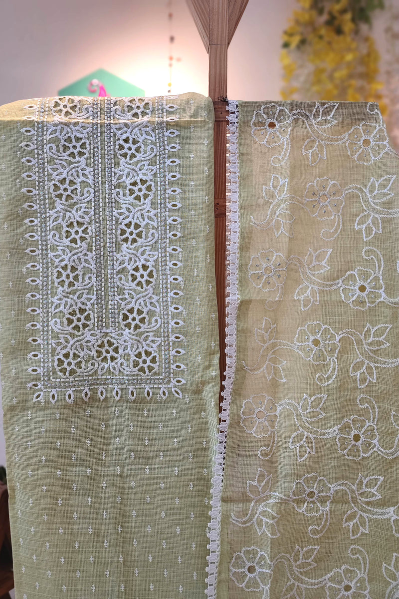 Kota linen Suit with cotton bottom and kota linen Dupatta