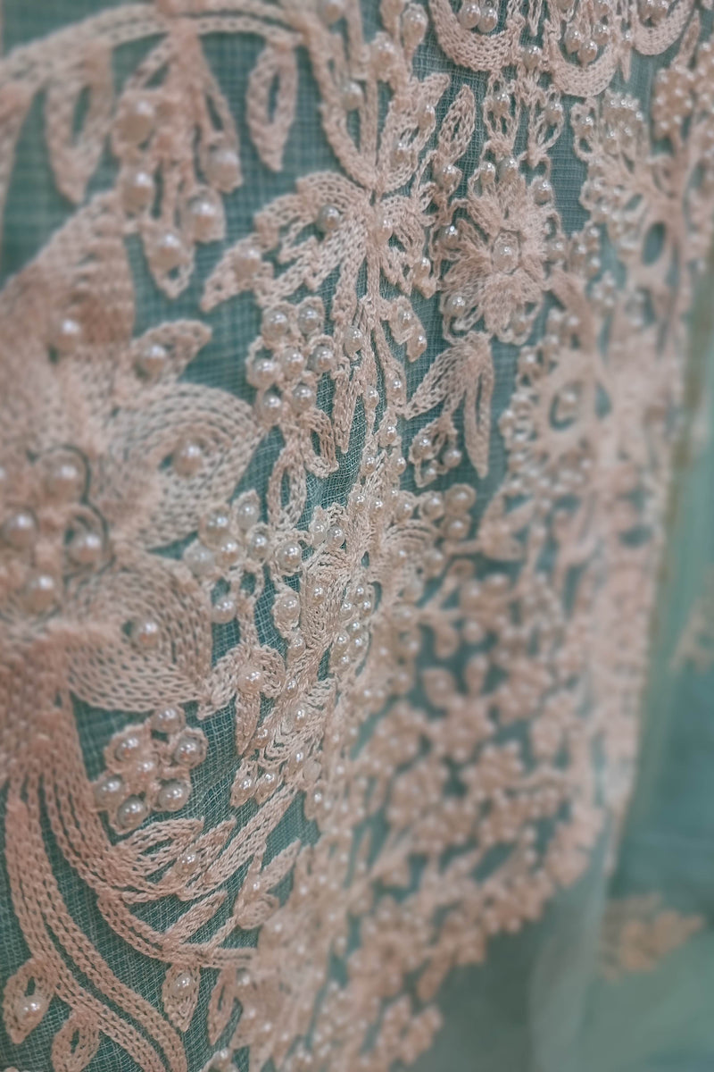 Kota Linen Suit with, cotton Bottom and kota linen Dupatta