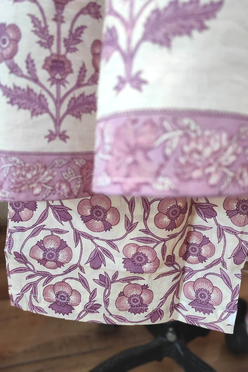 Lavender Floral Ready Cotton Kurta with Pant & cotton Dupatta