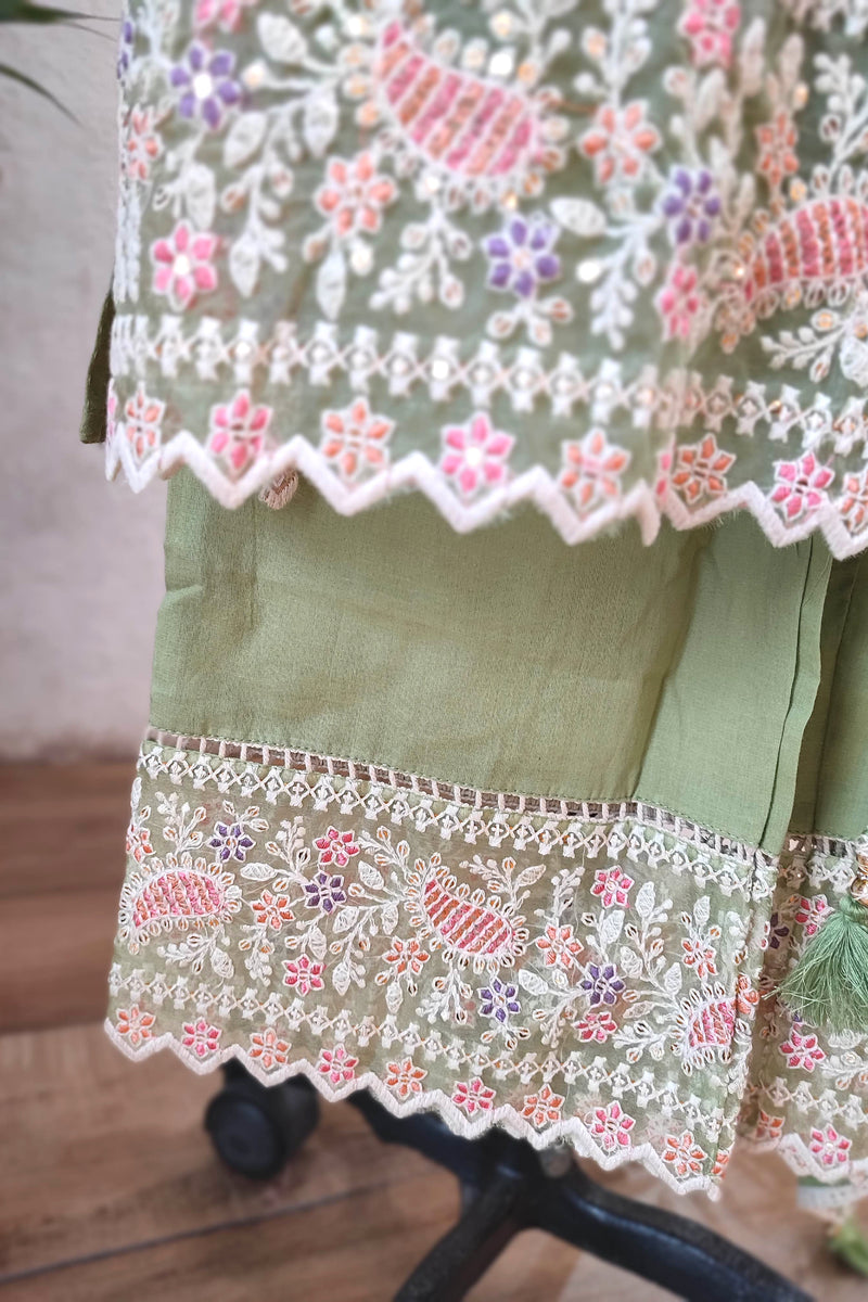 Light Green Soft Cotton Suit with  premium cotton Bottam and cotton dupatta