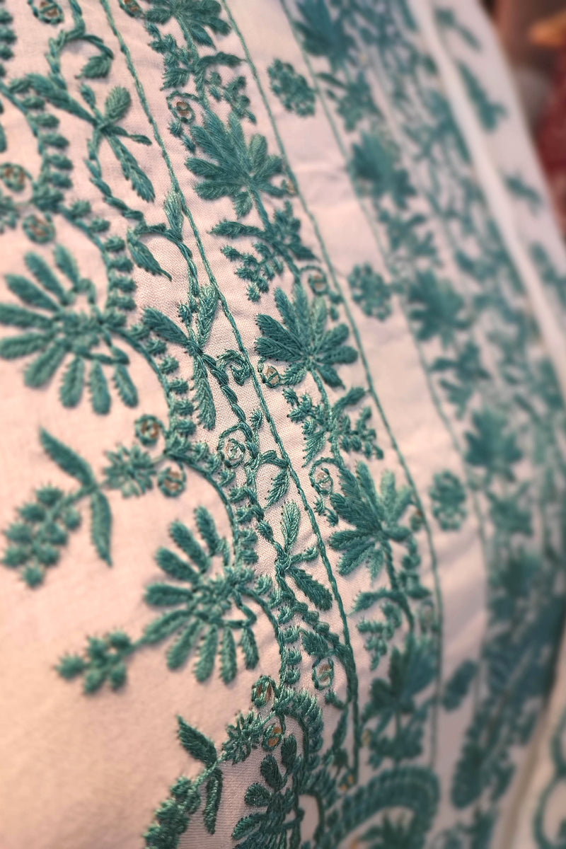 White Cotton Suit sat With cotton & cotton Dupatta