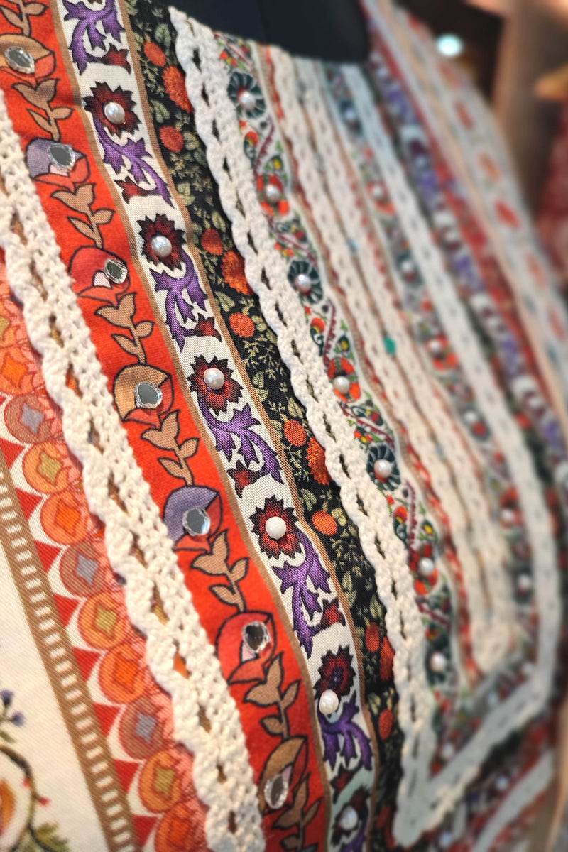 Off-White  Cotton Suit Set with cotton pant & Cotton Dupatta