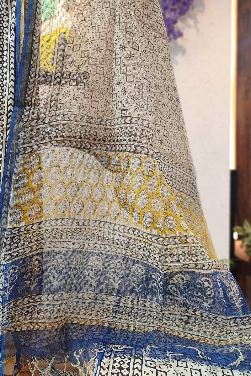 Cotton Suit with Cotton Bottom & Kota Doria Dupatta