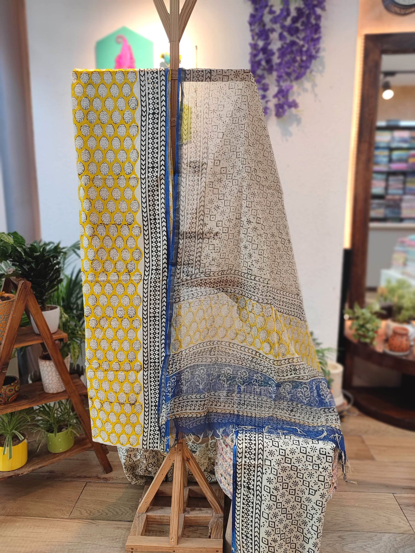 Cotton Suit with Cotton Bottom & Kota Doria Dupatta