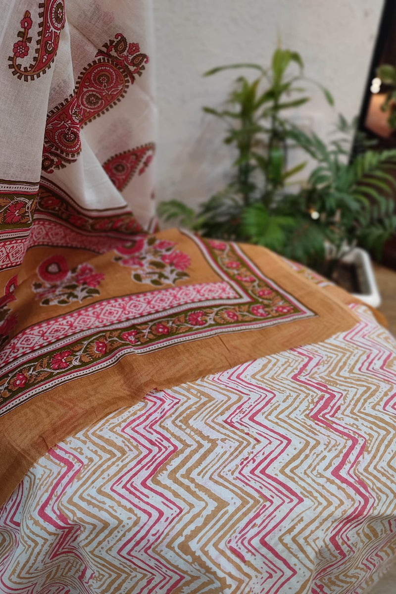 Cotton Suit with cotton bottom & Mulmul Cotton Dupatta