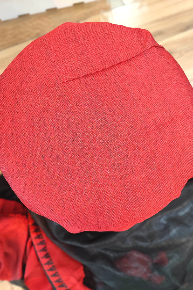 Premium Black and Red Pure Linen Saree with Woven Border and Contrast Tassel Pallu