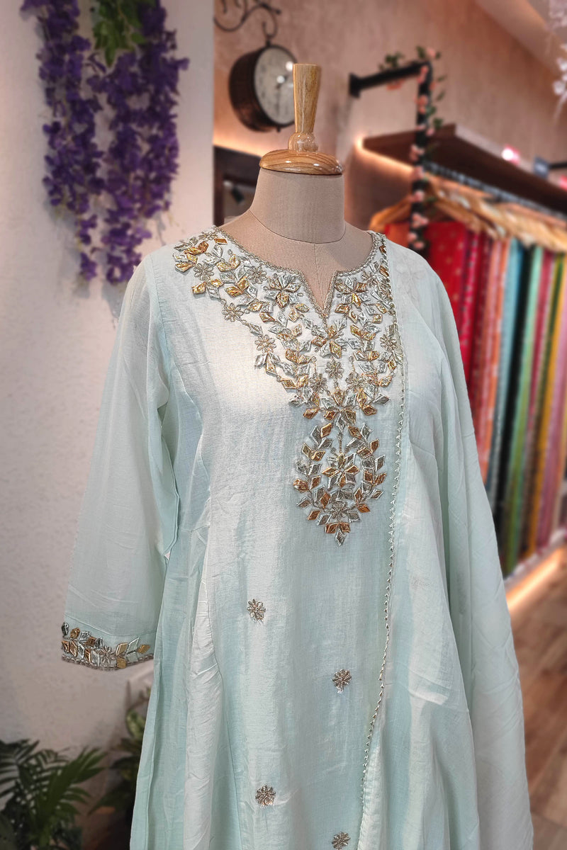 Mulmul Kurta Set with Dupatta – Hand Embroidered  Work with Ethnic Wear