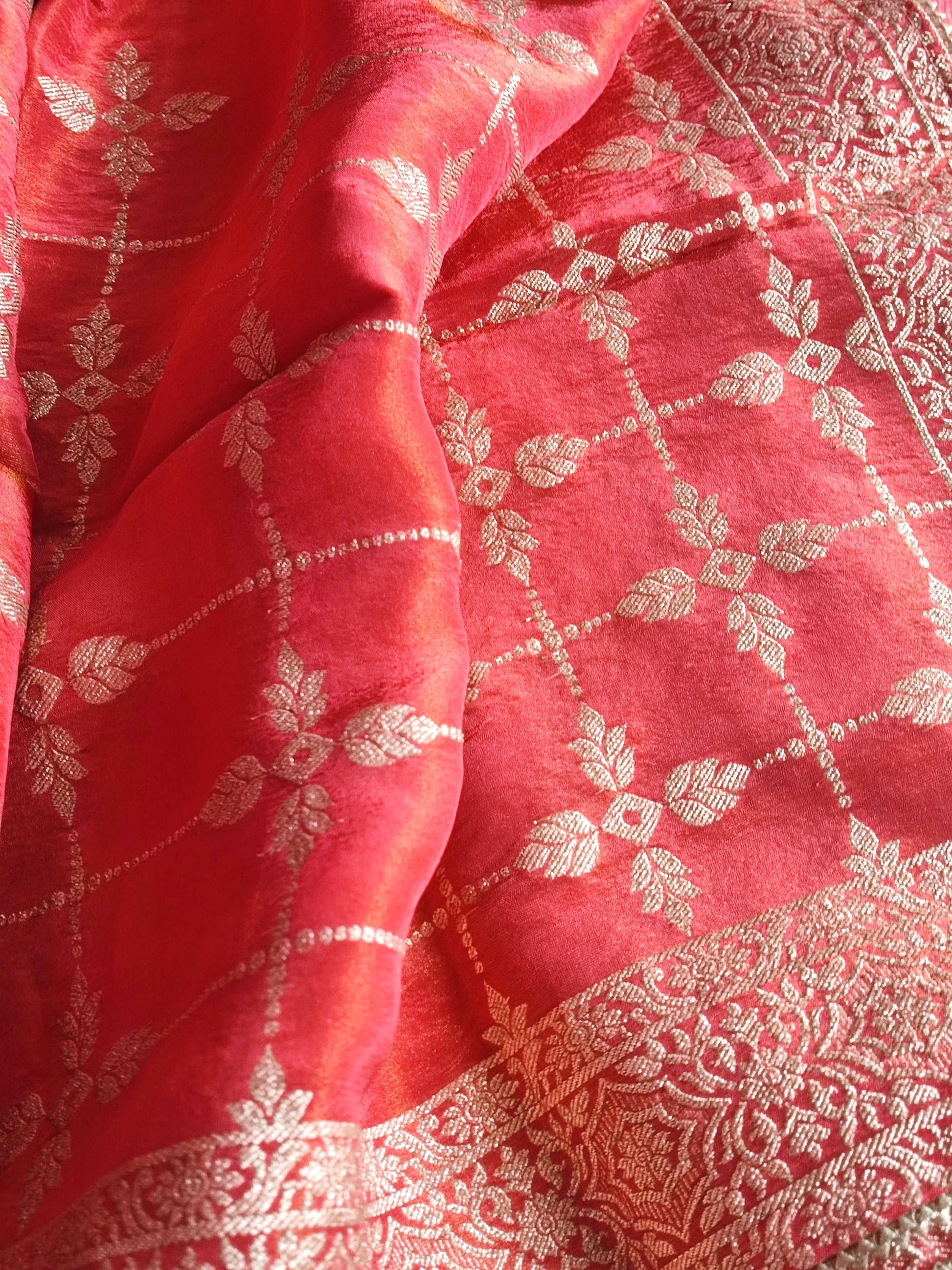 Rani Pink Shimmer Georgette Unstitched Suit with Embroidery