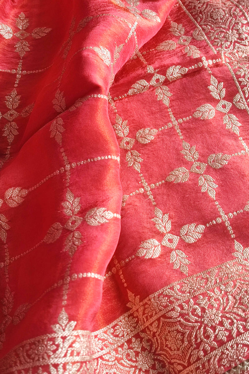 Rani Pink Shimmer Georgette Unstitched Suit with Embroidery