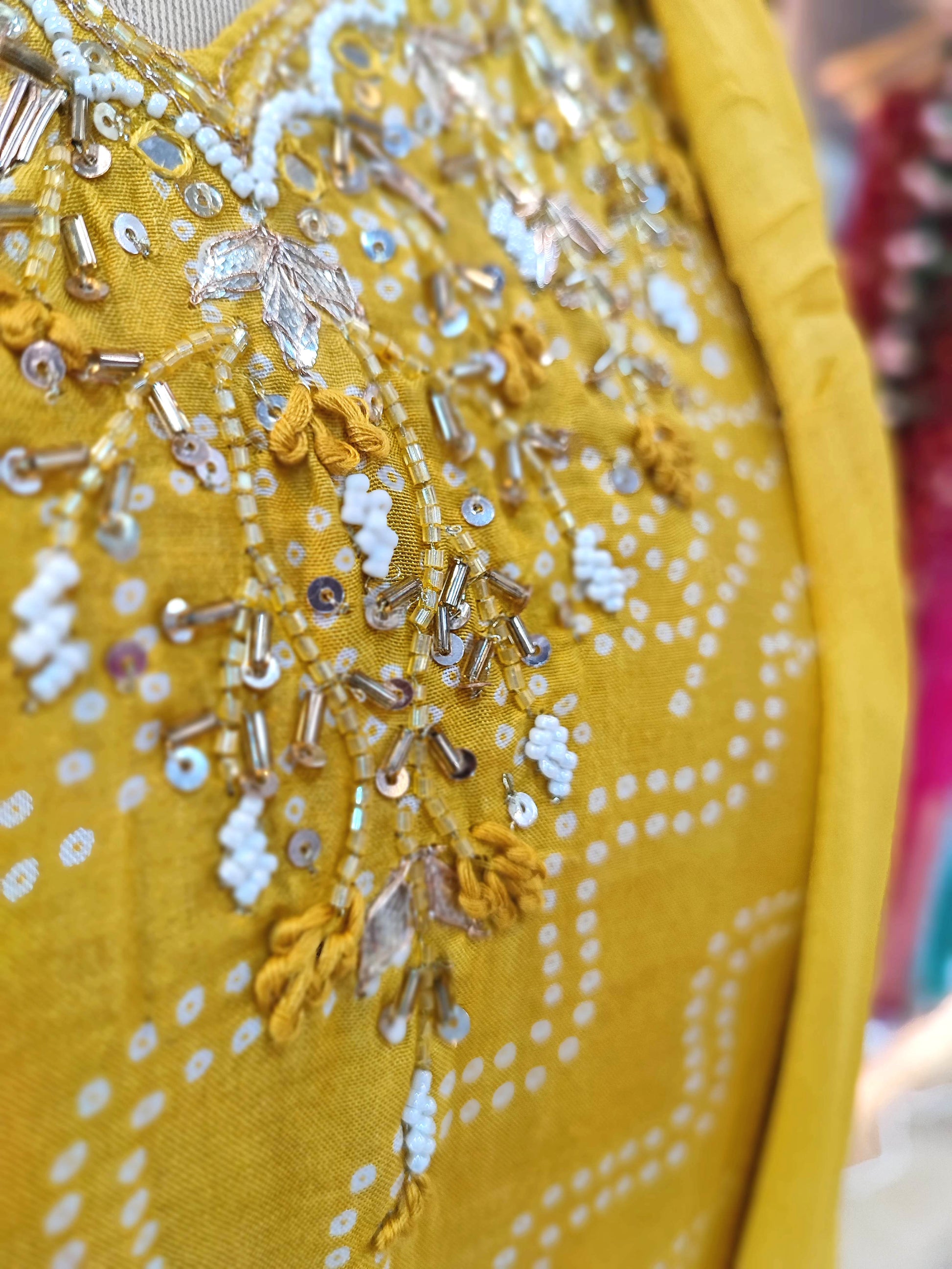 Mustard Yellow Soft Crepe Kurta Dupatta Set with Handwork