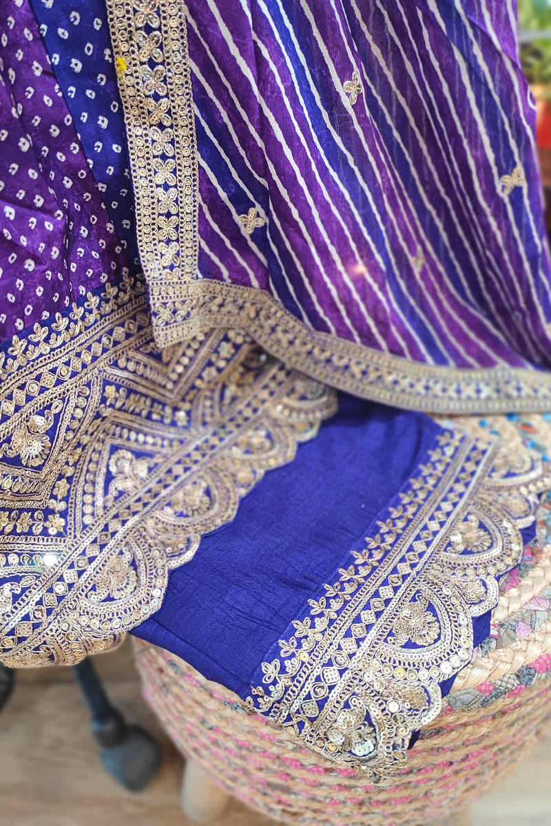 Bandhani Soft Crepe Kurta with Gota Patti & Georgette Dupatta