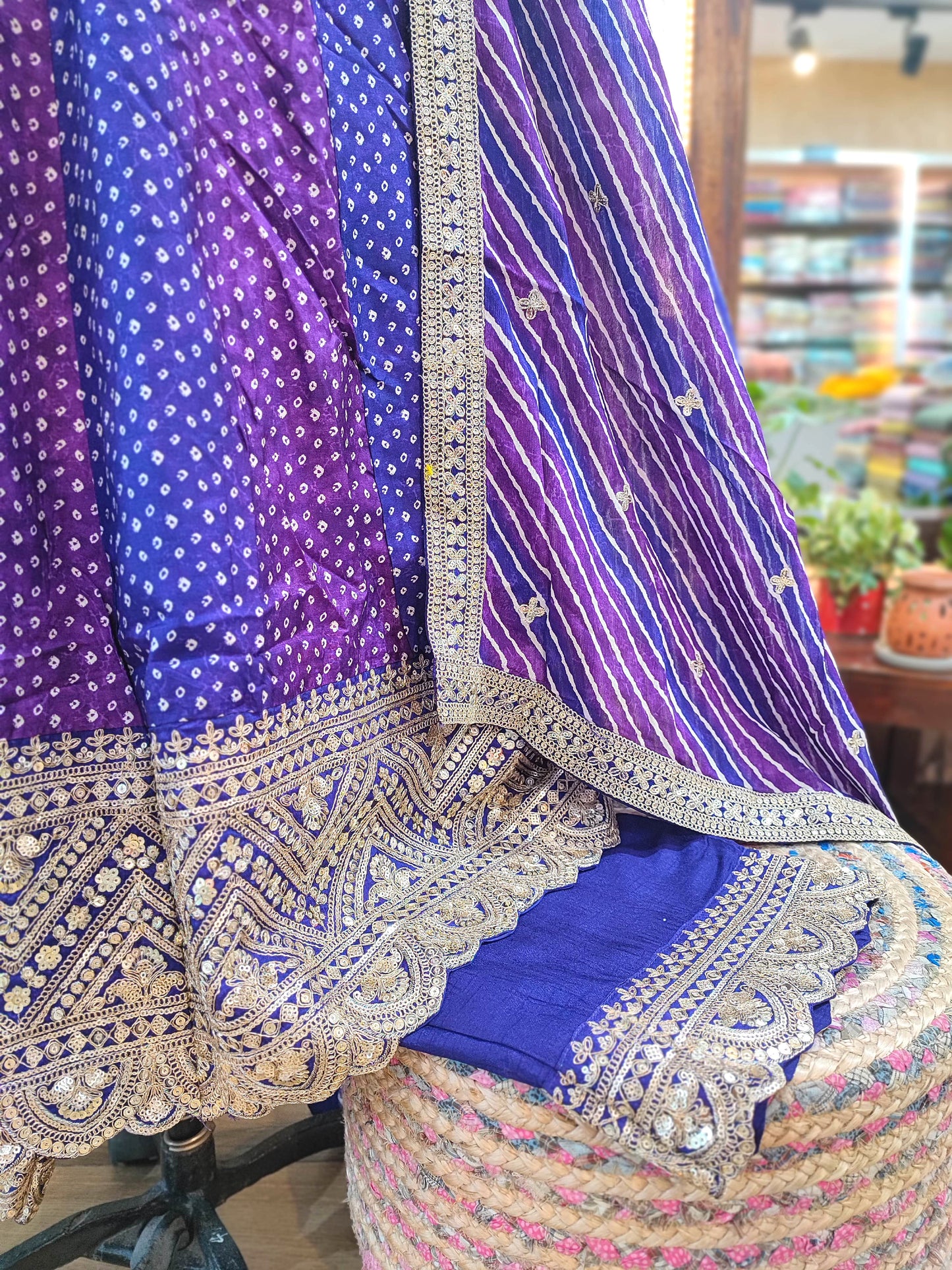 Bandhani Soft Crepe Kurta with Gota Patti & Georgette Dupatta