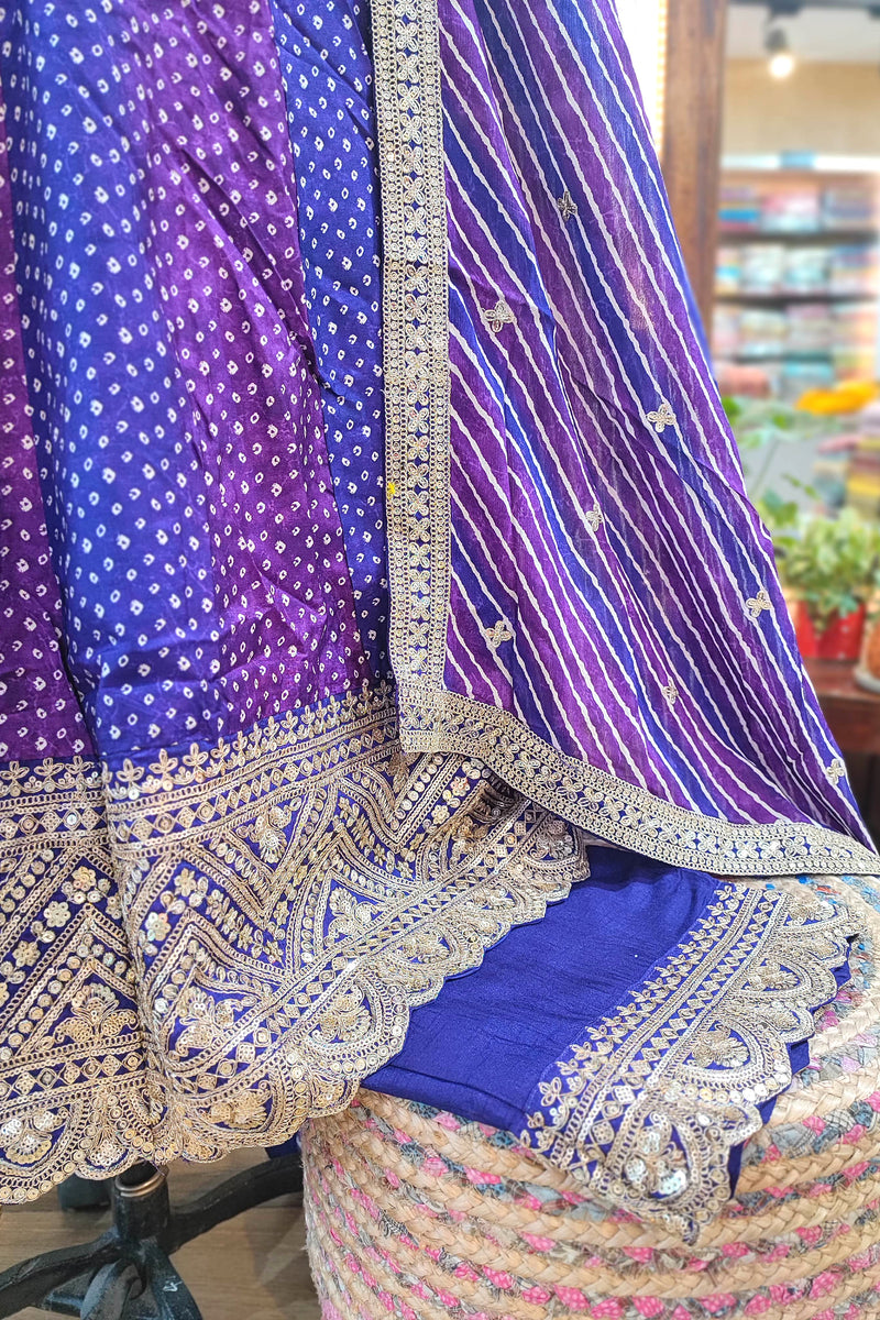 Bandhani Soft Crepe Kurta with Gota Patti & Georgette Dupatta