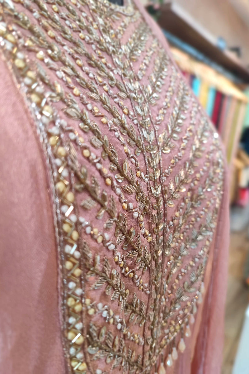 Blush Pink Crepe Silk Anarkali Suit with Dupatta | Shop Now