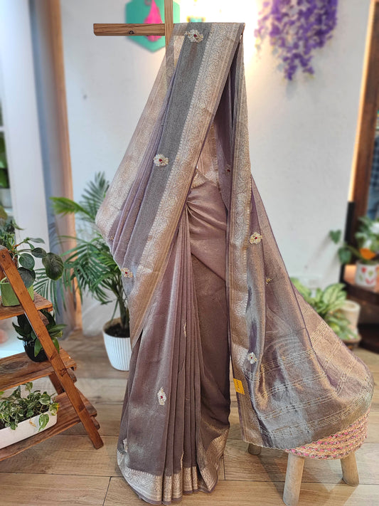 Shimmer Georgette Saree with Banarasi Weaving & Hand Embroidery Buy Now