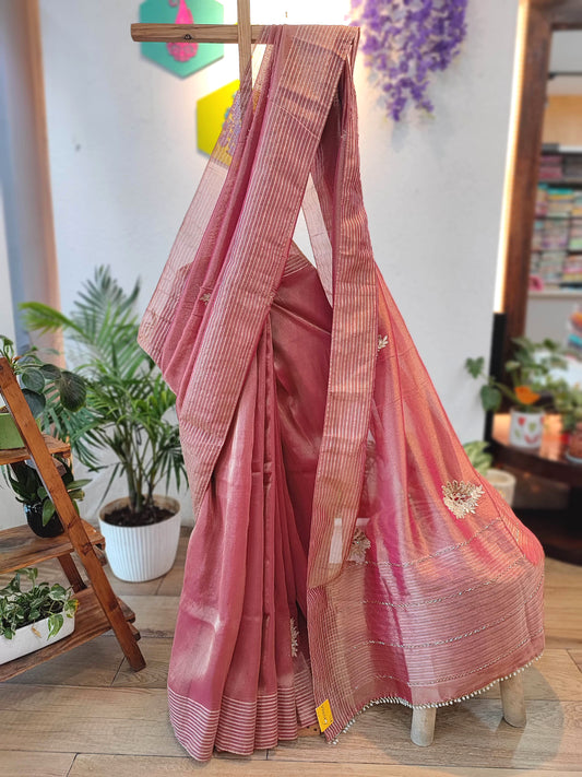 Shimmer Georgette Saree with Banarasi Weaving & Hand Embroidery Buy Now