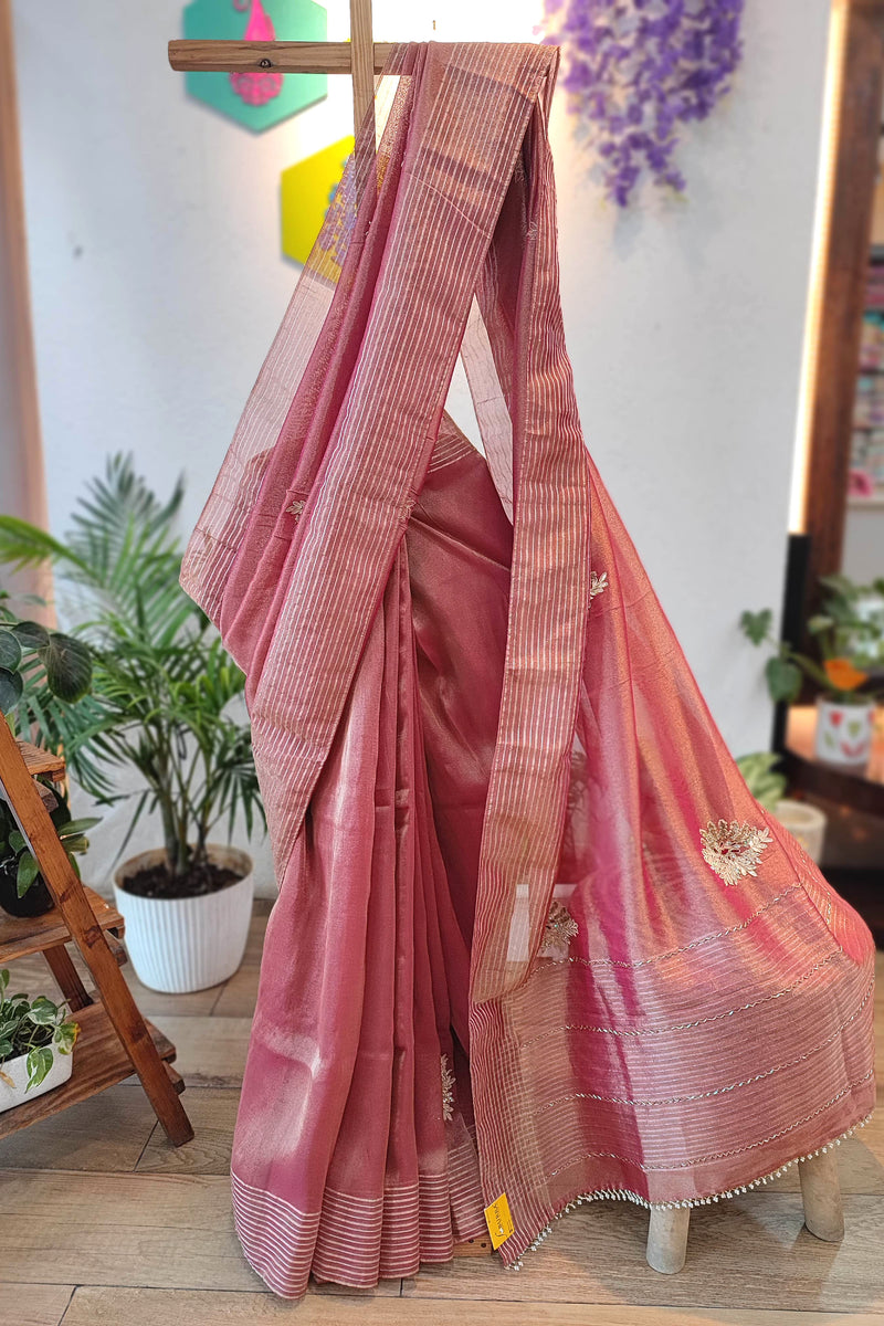 Shimmer Georgette Saree with Banarasi Weaving & Hand Embroidery Buy Now