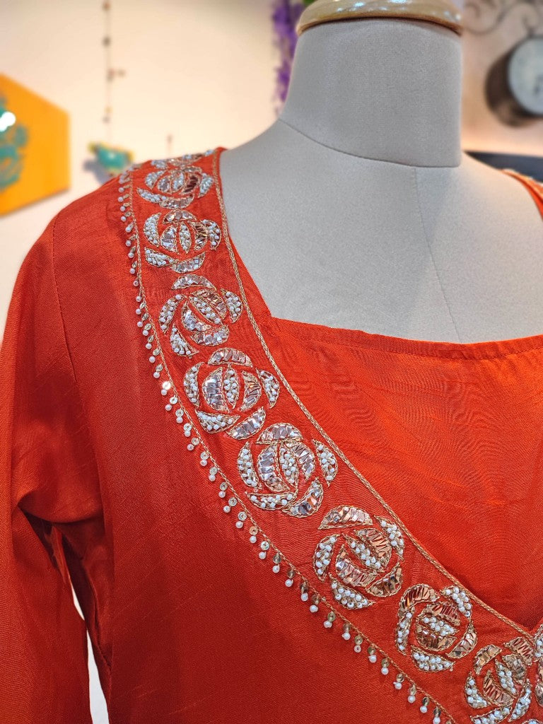 Buy Ombre Crepe Silk Partywear Suit with Handwork