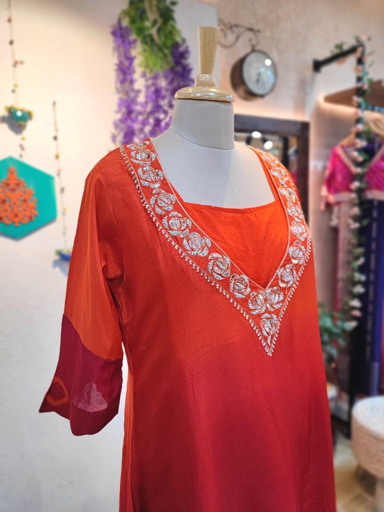 Buy Ombre Crepe Silk Partywear Suit with Handwork