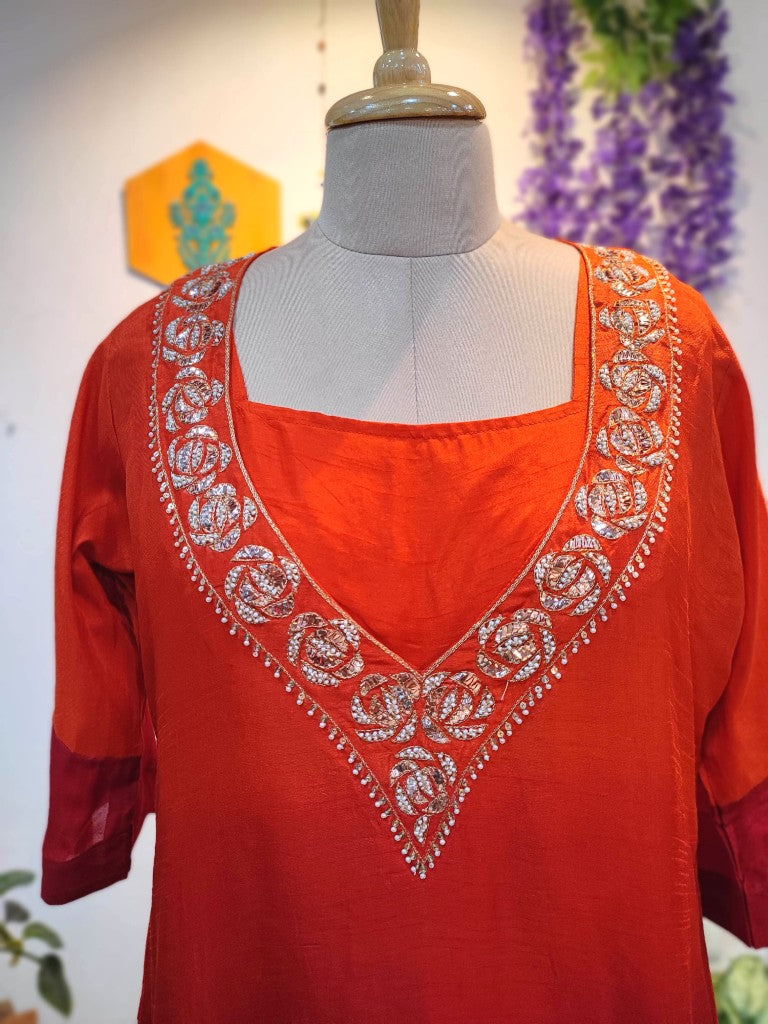 Buy Ombre Crepe Silk Partywear Suit with Handwork