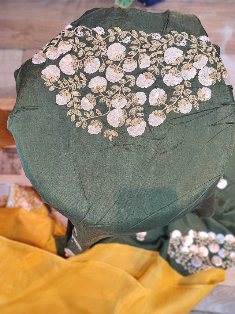 Buy Yellow Shimmer Georgette Partywear Saree Online