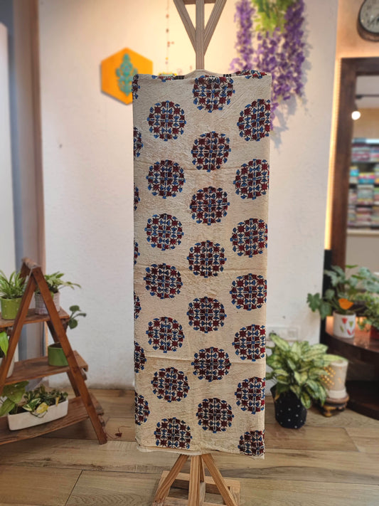 Cream Velvet Unstitched Suit Material with Mandala Motifs