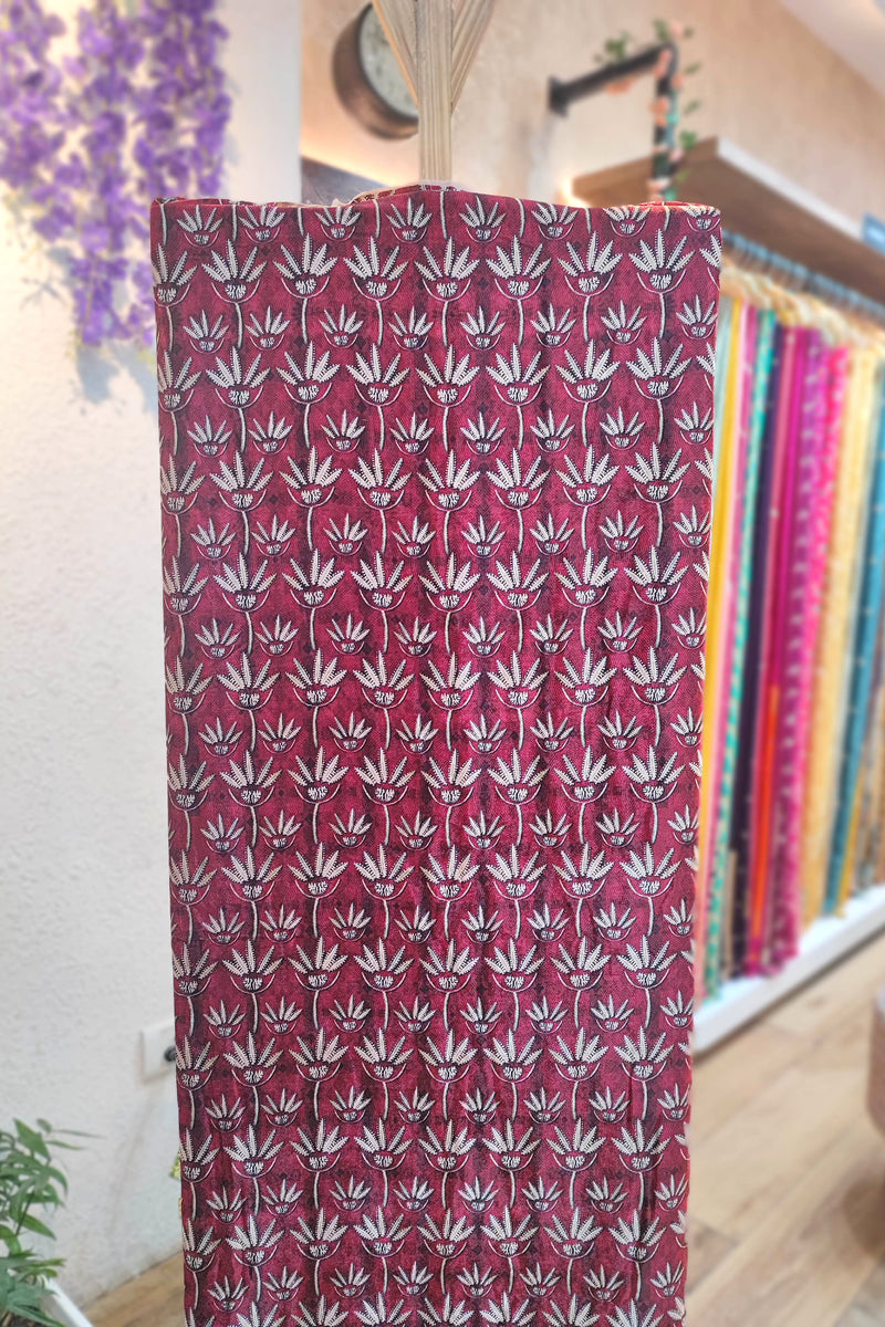 Maroon Velvet Unstitched Suit Material 