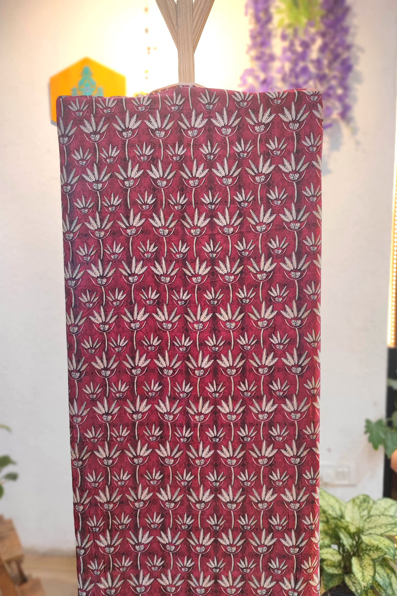 Maroon Velvet Unstitched Suit Material 