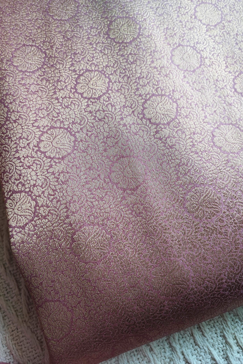 Unstitched Banarasi suit material in soft lavender pink