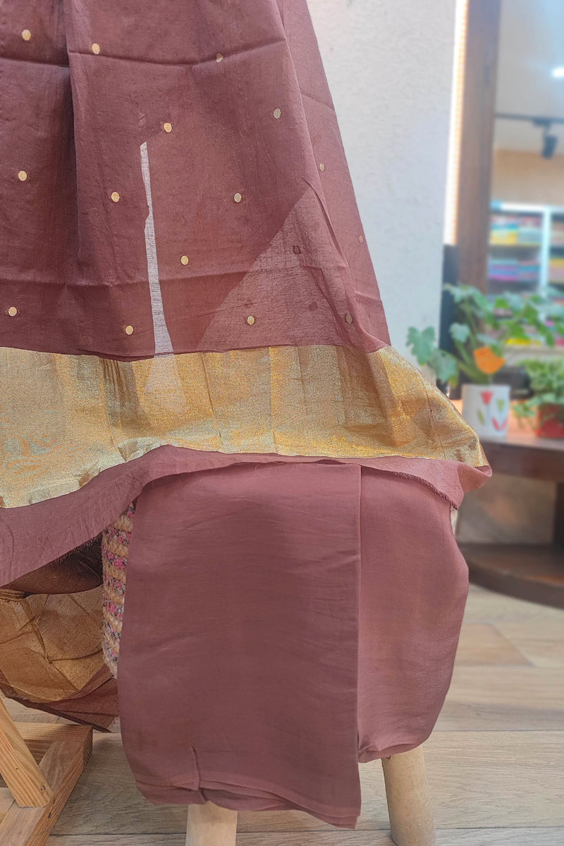 Winter wear brown pashmina unstitched suit set