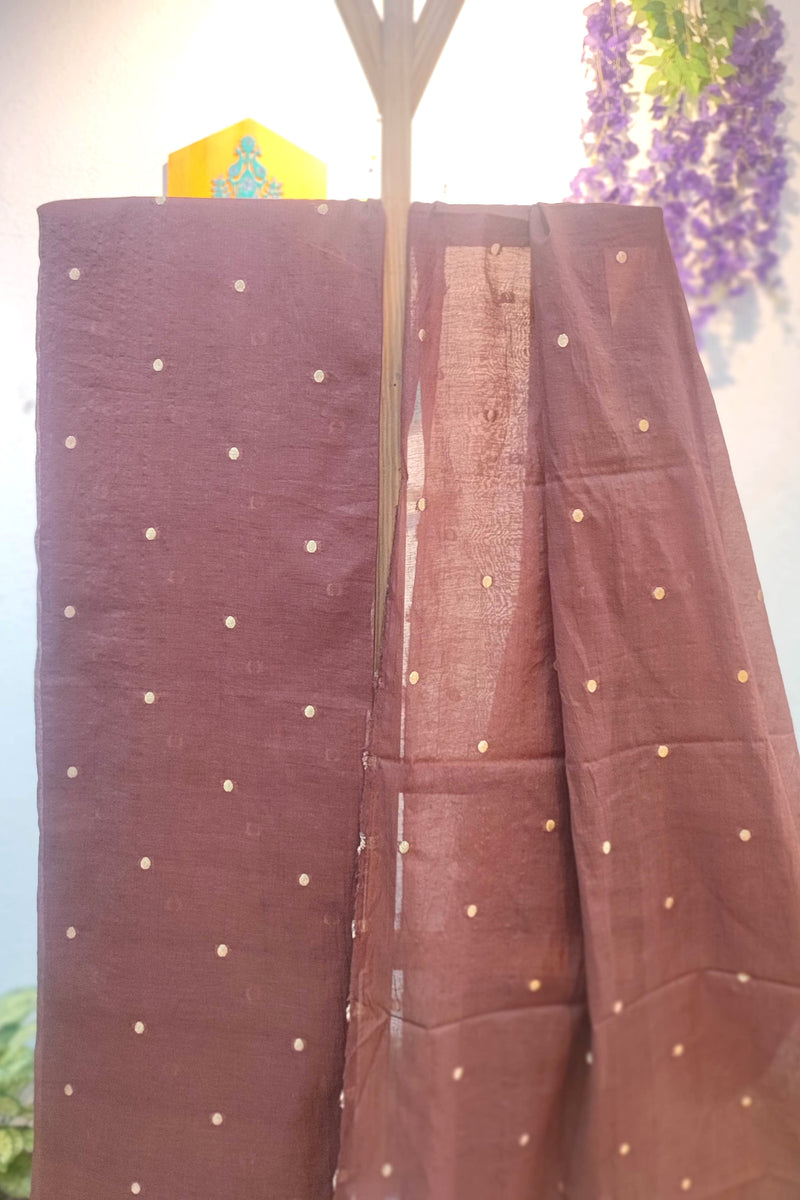 Winter wear brown pashmina unstitched suit set