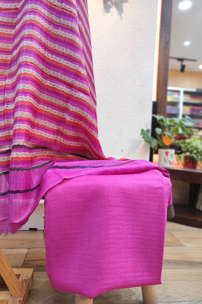 Soft solid pink pashmina silk bottom fabric