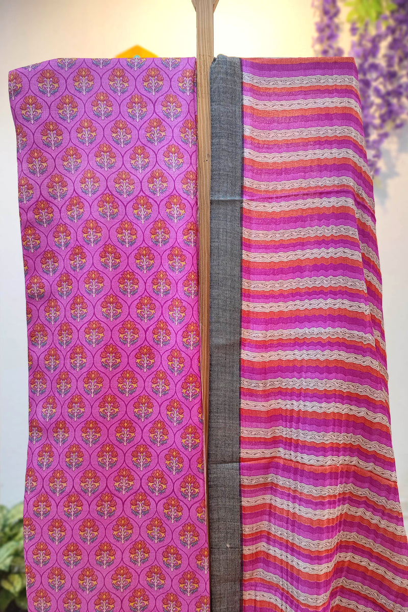 Soft solid pink pashmina silk bottom fabric