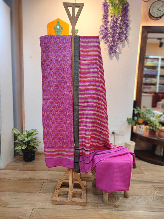 Soft solid pink pashmina silk bottom fabric