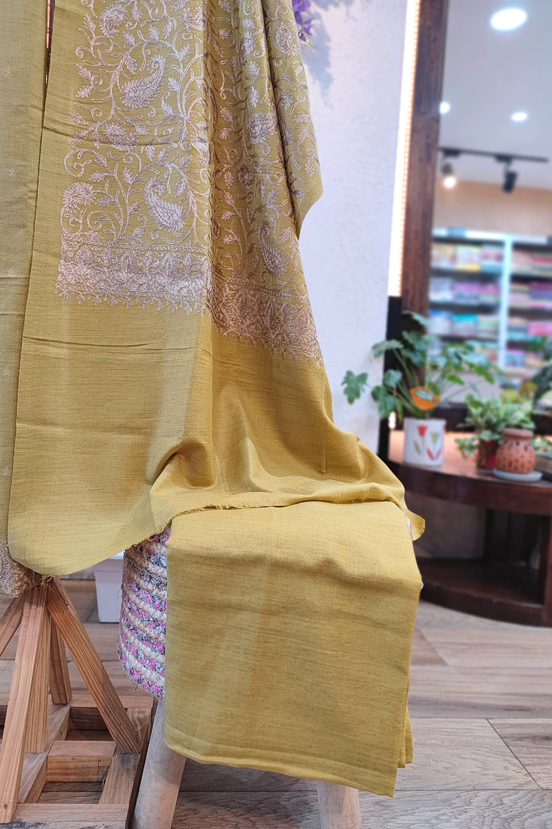 Olive Green Embroidered Woolen Suit | Premium Winter Dress Material