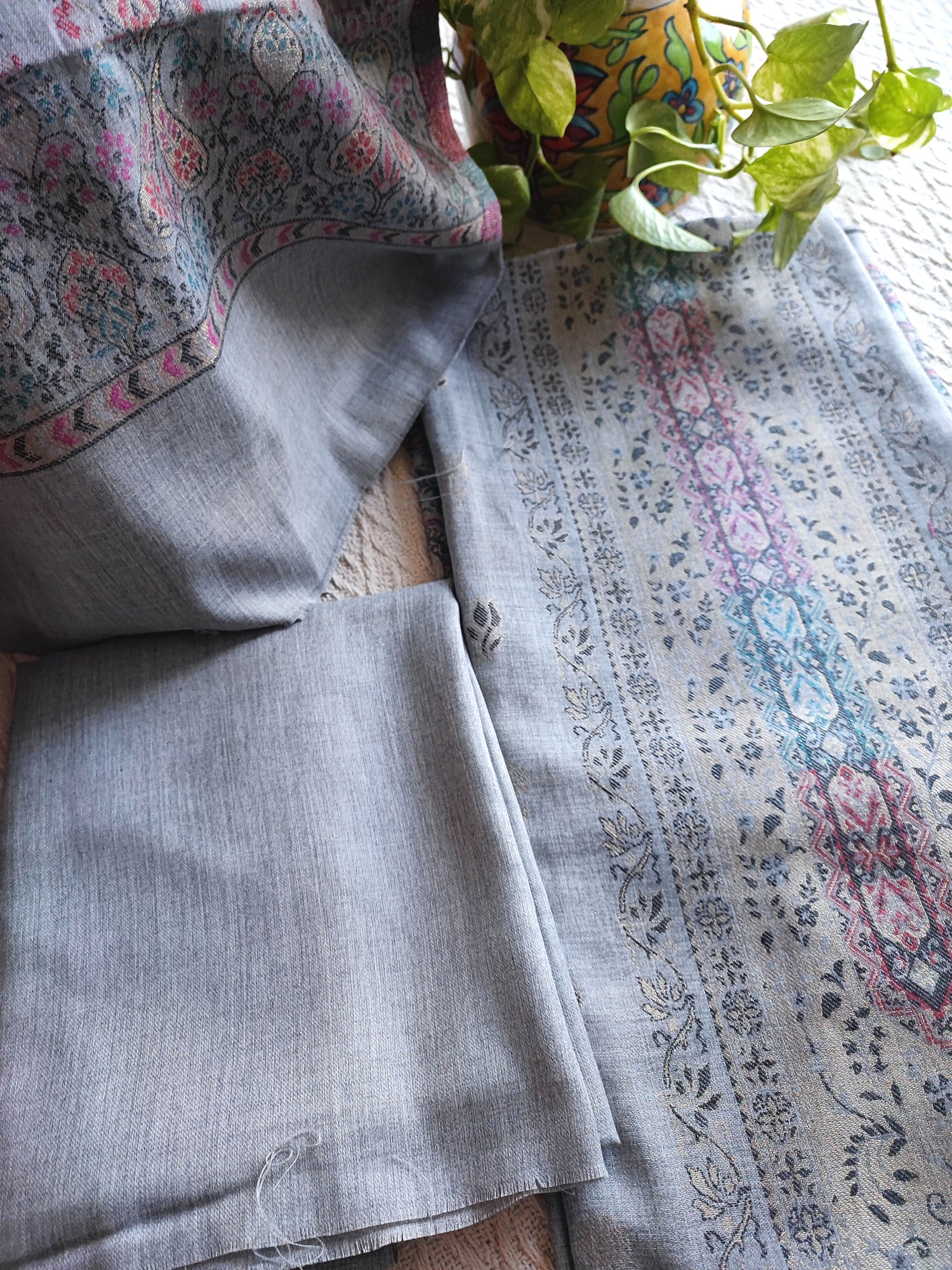 Silver Grey Woven Woolen Suit | Premium Kani Style Winter Wear