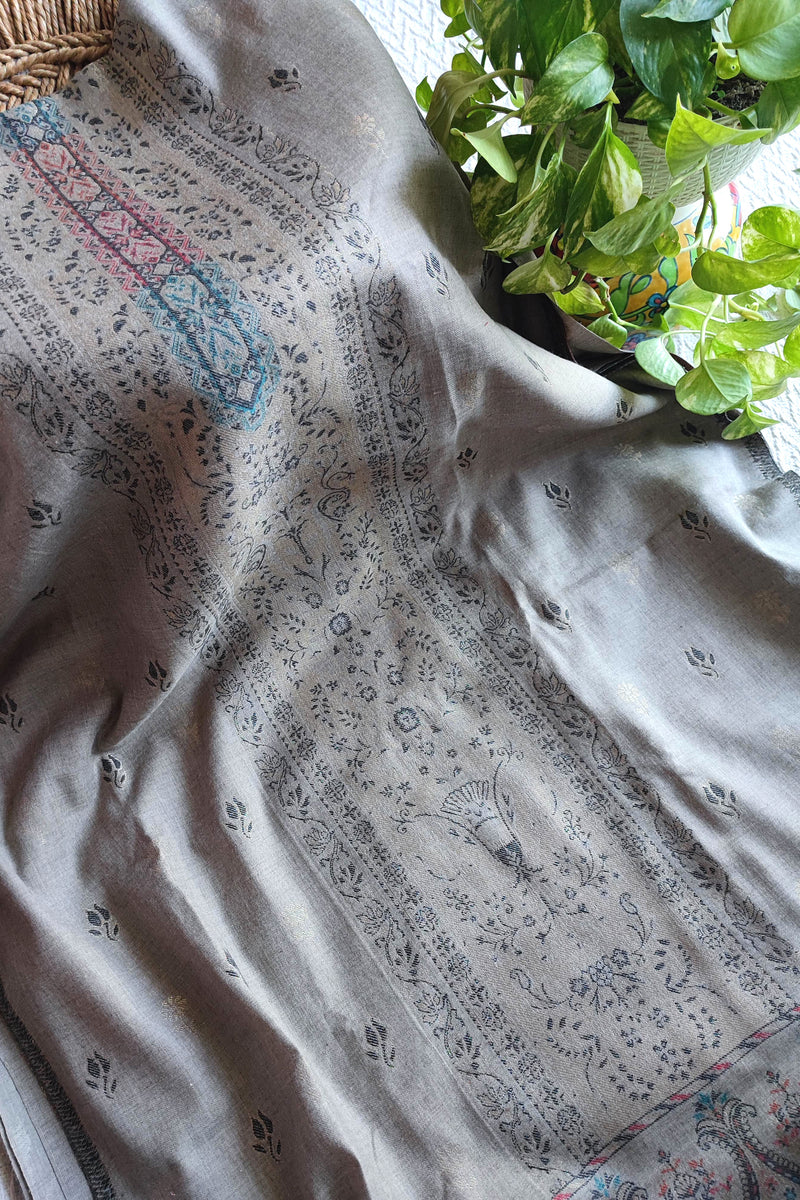 Silver Grey Woven Woolen Suit | Premium Kani Style Winter Wear