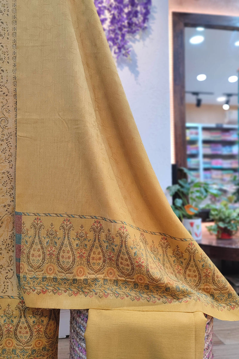 Mustard Yellow Woven Woolen Suit | Kani Style Winter Dress