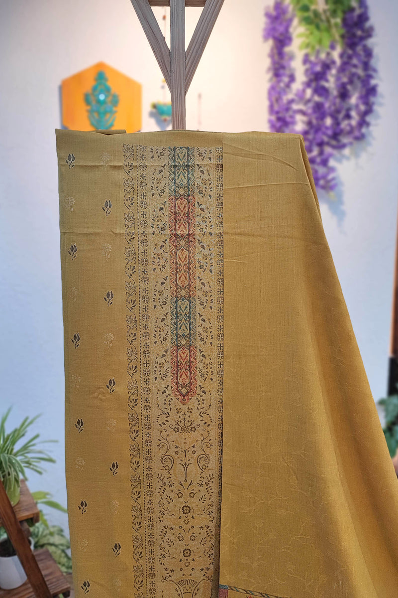 Mustard Yellow Woven Woolen Suit | Kani Style Winter Dress