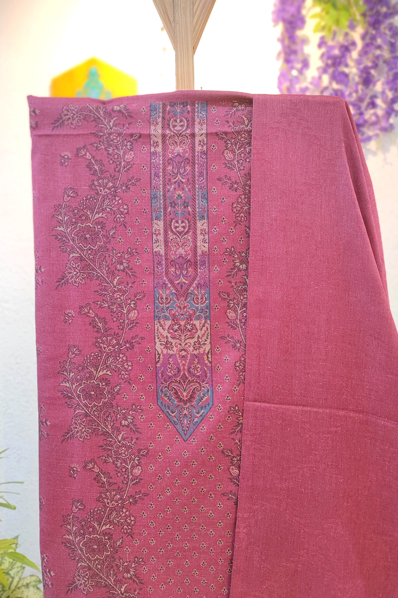 Wine Woven Woolen Suit | Premium Kani Style Winter Dress