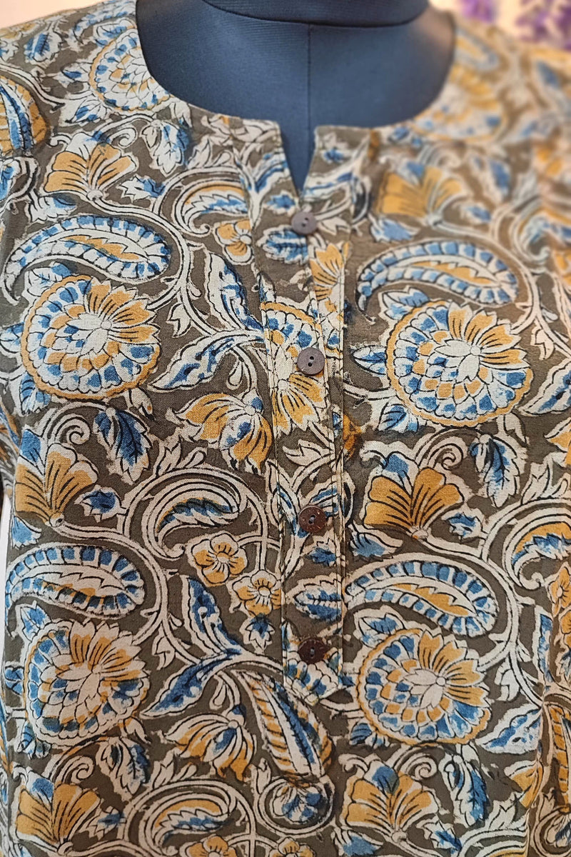 Handloom Cotton Kalamkari Printed Straight Kurta for Women