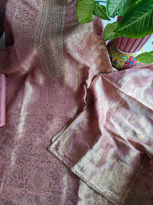 Soft Banarasi Brocade Party Wear Suit Material with Fine Dabka Work Product Title