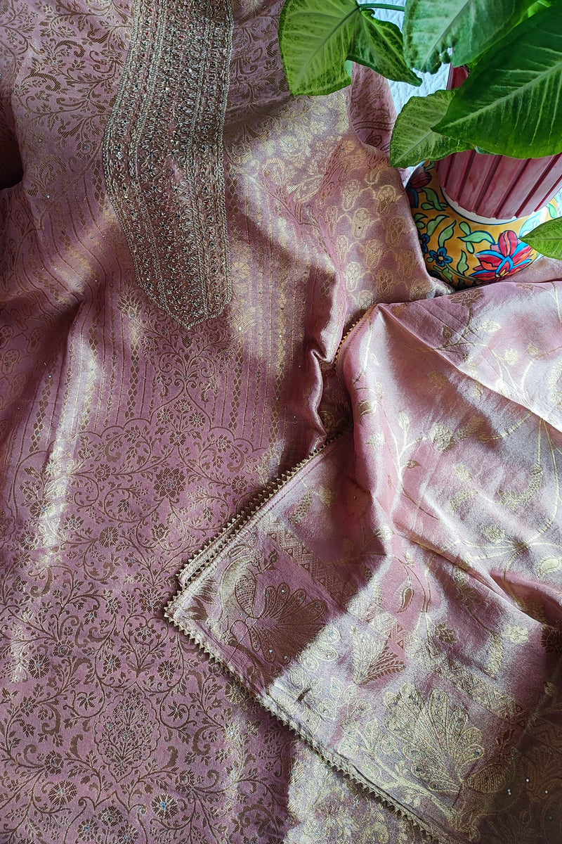 Soft Banarasi Brocade Party Wear Suit Material with Fine Dabka Work Product Title