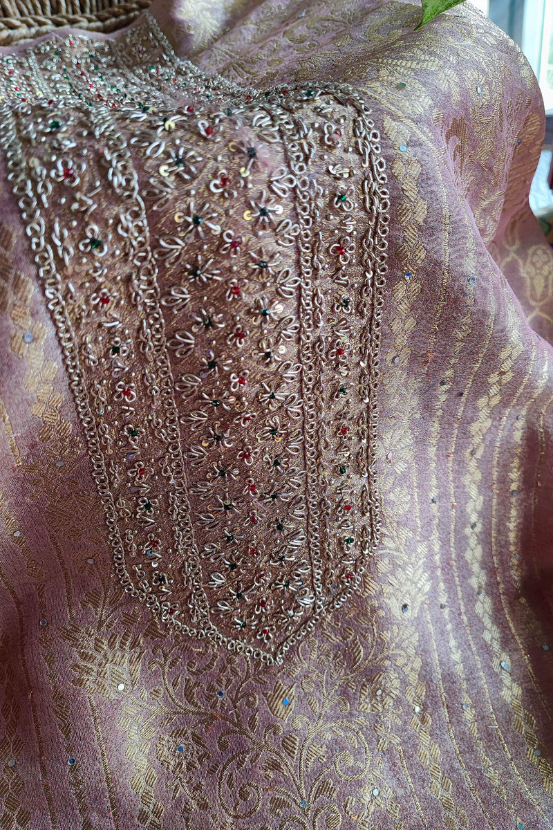 Soft Banarasi Brocade Party Wear Suit Material with Fine Dabka Work Product Title