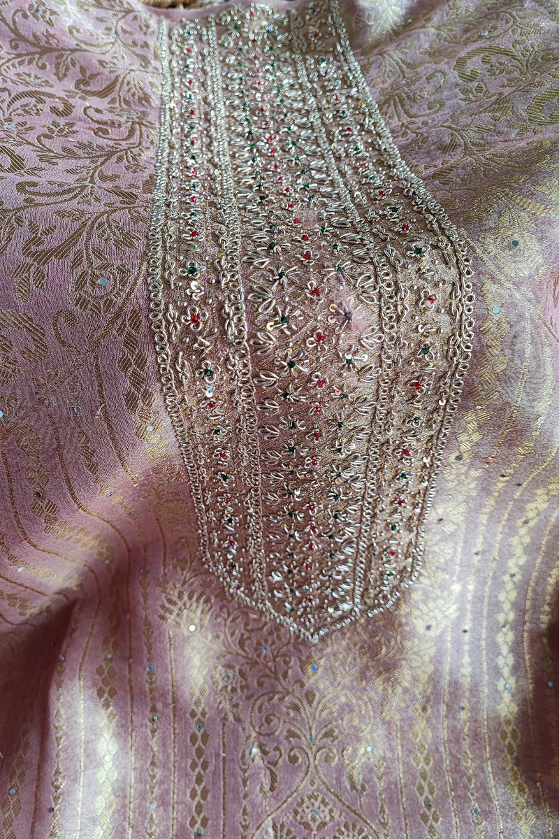 Soft Banarasi Brocade Party Wear Suit Material with Fine Dabka Work Product Title