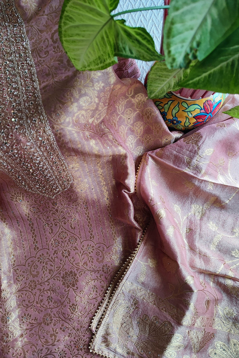 Soft Banarasi Brocade Party Wear Suit Material with Fine Dabka Work Product Title