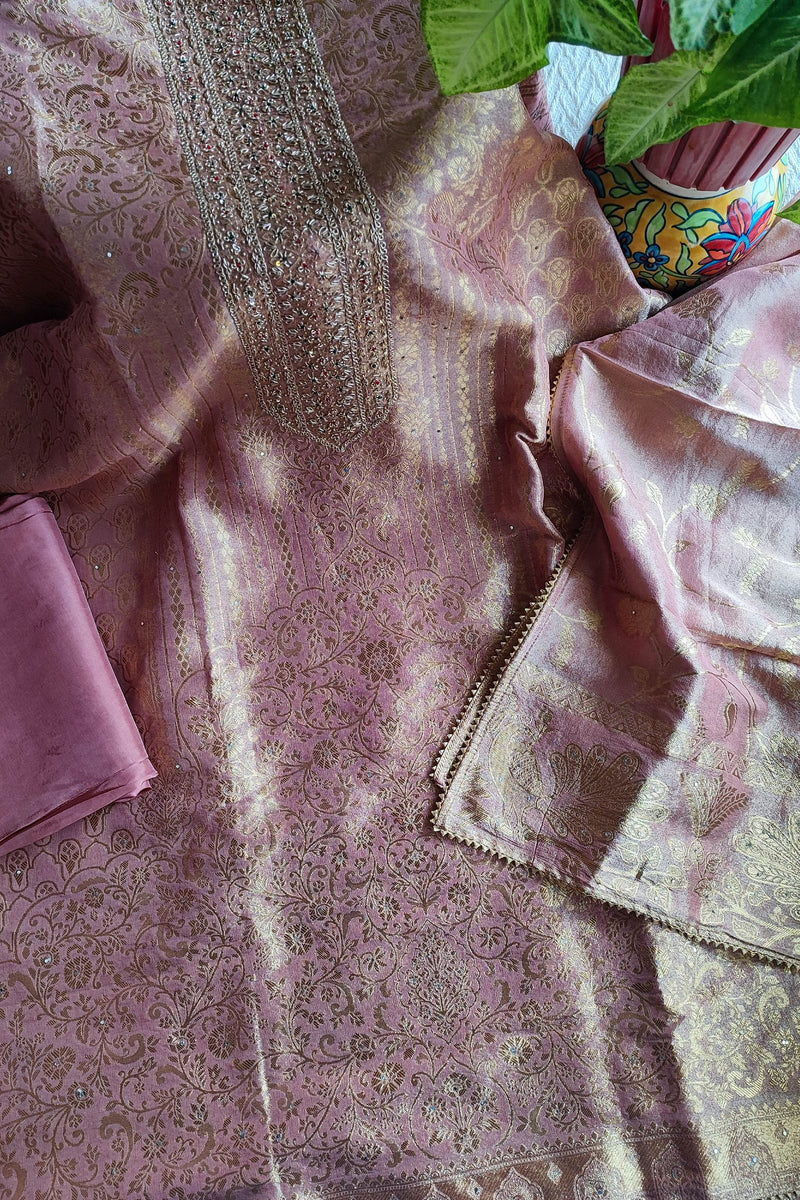 Soft Banarasi Brocade Party Wear Suit Material with Fine Dabka Work Product Title