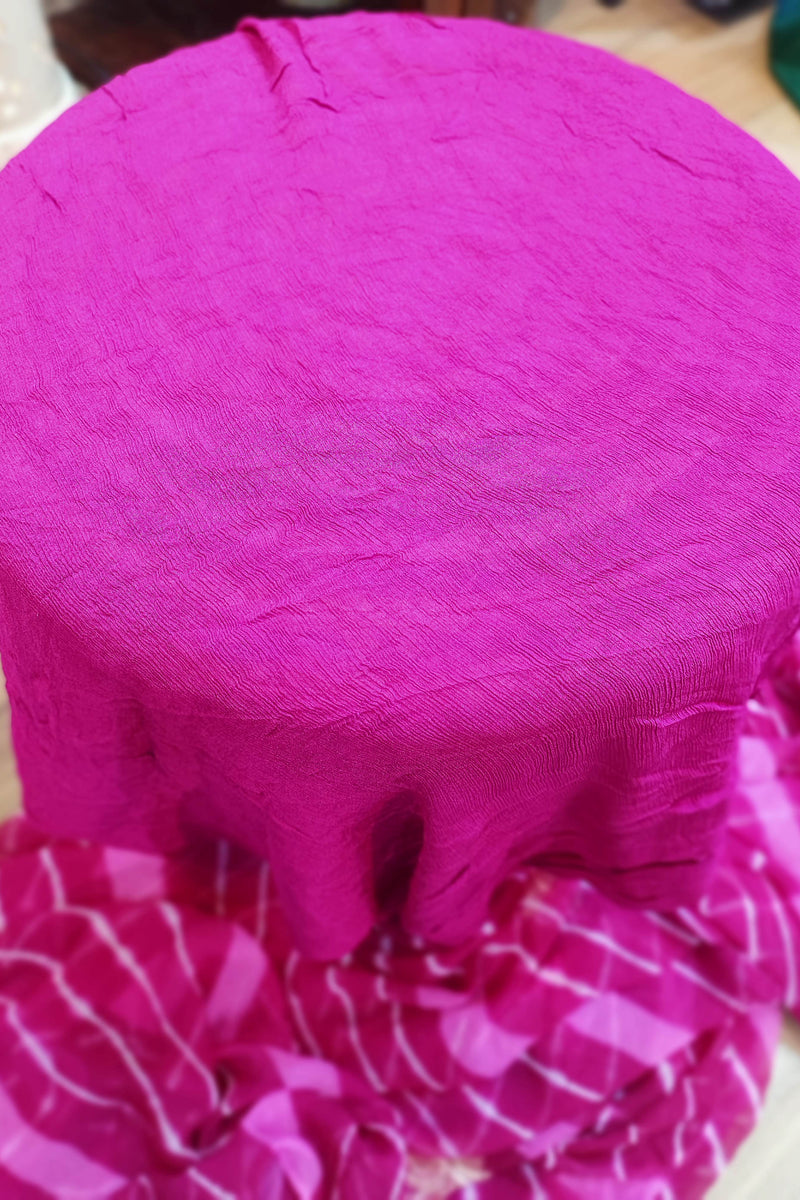 Magenta Lehariya Semi-Georgette Saree with Gotta Patti Floral Work