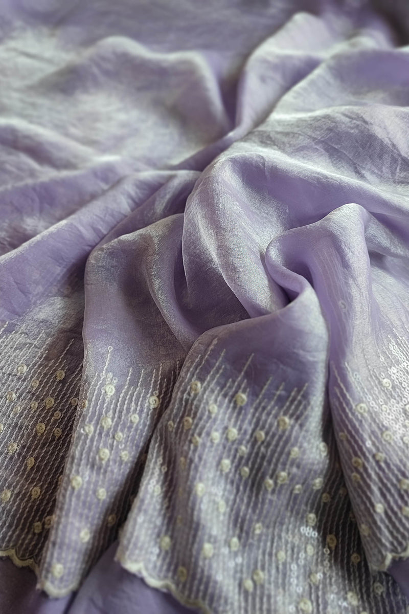 Lavender Organza silk Saree with Embellished Border