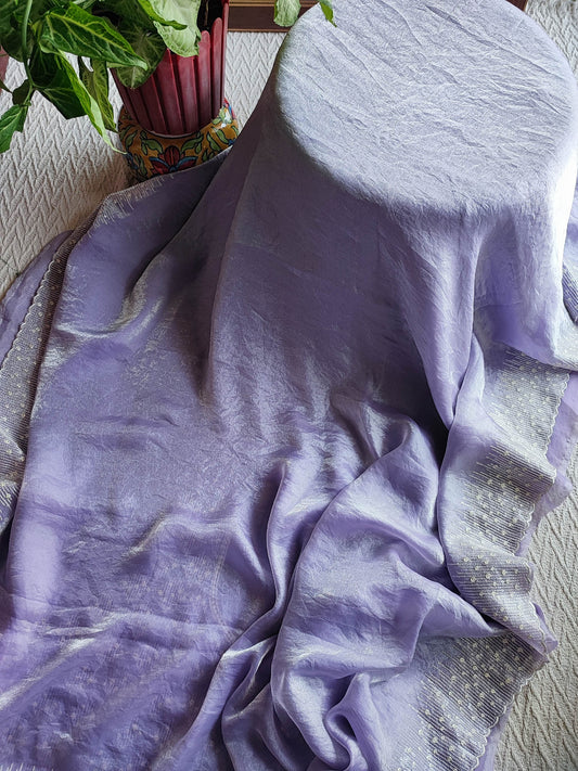 Lavender Organza silk Saree with Embellished Border